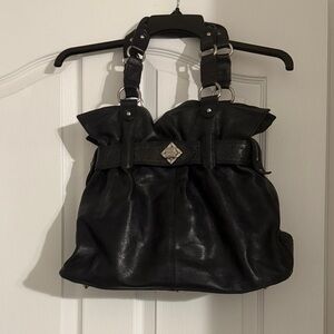 BCBG Black Leather Shoulder Bag